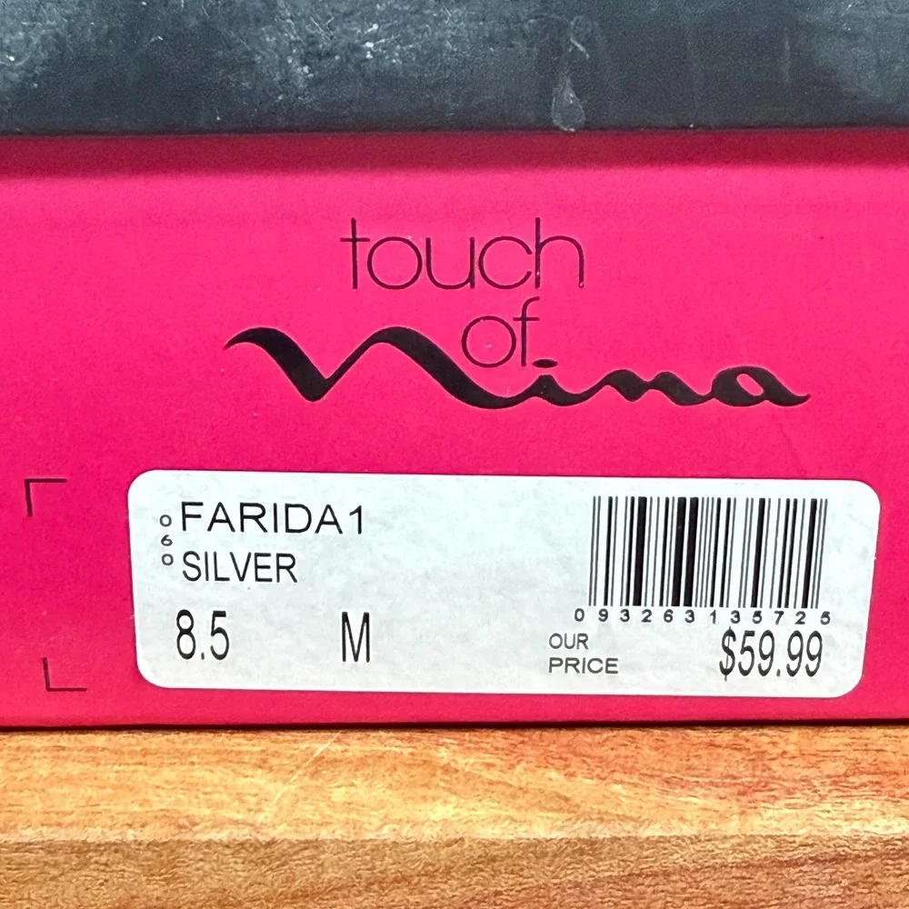 Touch of Nina Farida1 Silver Rhinestone‎ Dressy Wedge Sandals Womens 8.5 M
